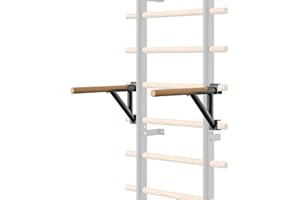 DHT DYNAMIC HEALTH TECH DHT Wood Stall Bar, Swedish Ladder Suspension Trainer with 9 Strategic Rods, for Home, Gym, School and Clinics, Black