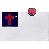 Christian Flag 3x5 ft Heavy Duty, Embroidered USA Christian Flags for Outdoors, Christianity Easter Day Cross Jesus Flags with 2 Brass Grommets Church House Outsides Insides Decoration