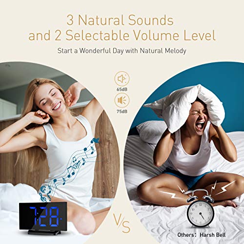 image for TOPELEK Alarm Clock, Digital 5'' LED Curved Screen Alarm Clock with Di