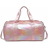 Girls Sports Duffel Bags Woman Travel Bag Overnight Duffle Bag Kids Sports Gym Bag With Shoe Compartment Wet Pocket (Matte Pink)
