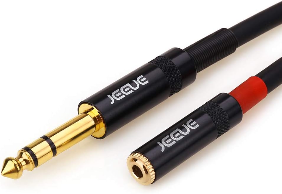 JEEUE 1/4" to 3.5mm Cable Adapter, 6.35mm (1/4 Inch) Male to 3.5mm (1/8 Inch) Female TRS Stereo Headphone Audio Cable for iPod, Laptop, Home Theater Devices, Amplifiers, 1FT (1/4" M to 3.5 F-5FT)