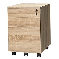 TOPSKY 3 Drawers Wood Mobile File Cabinet Fully Assembled Except Casters (Oak Letter Size)