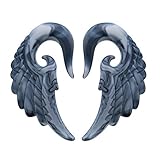 Angel Wings Gray Marble White Acrylic Earplugs (Sizes 3MM-14MM)