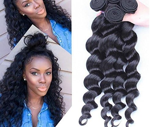 Worldflying@Peruvian Virgin Hair Bundles 3pcs 7a Unprocessed Human Hair Weaves Peruvian Loose Wave Natural Black Rosa Hair Products 50g/ps 3pcs/ Lot -Total 150g