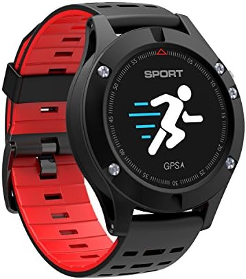 NEW F5 Smart watch with GPS Altimeter Barometer Thermometer Heart Rate Bluetooth 4.2 IP67 Waterproof Sports Smartwatch Wearable devices for iOS Android (black+red)