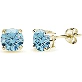 Sterling Silver 6mm Round-cut Prong-set Stud European Crystal Earrings for Women