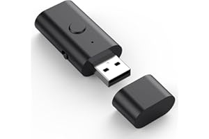 GENTECHVVYBUY Bluetooth 5.3 Transmitter Receiver, 3.5mm Aux Wireless USB Adapter, Low Latency, Built in Mic, Music Streaming, Handsfree Calls, Driver Free- for TV, PC, Home/Car Stereo, Headphones, Speakers