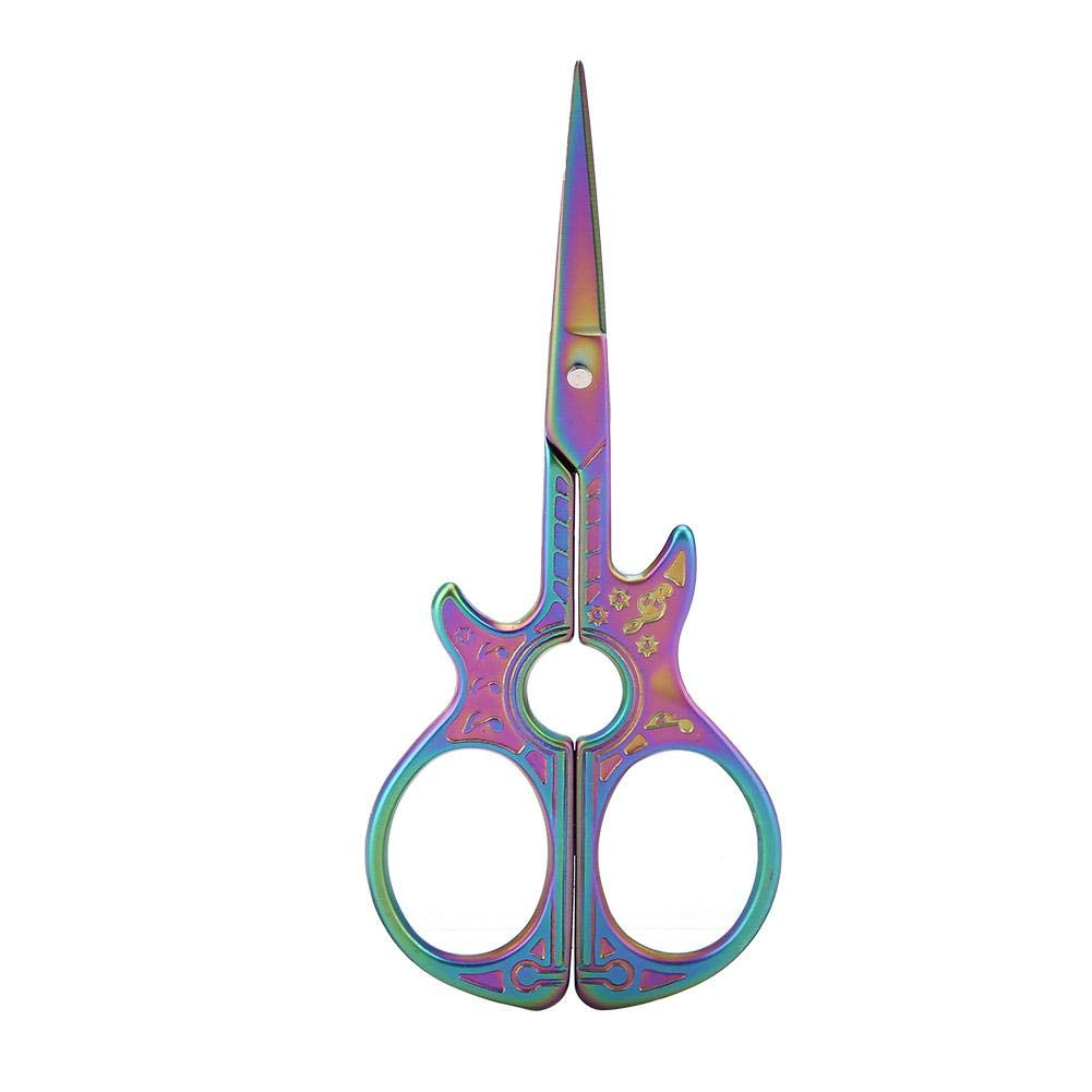 Embroidery Scissors Vintage Sewing Shears Guitar Shape Scissors Stainless Steel Household Scissors for DIY Craft Needle Work Art Work (Multicolour)