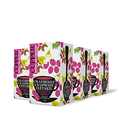 Cupper Früchte-Tee cranberry & raspberry infusion, Cranberry & Himbere, aromatisiert (20x2,5g), 4er Pack
