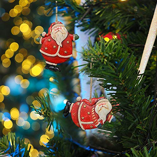 WHY Decor Cute Resin Santa Claus Tree Ornament Decorative Hanging Santa Claus  Decoration Santa Claus ornament Xmas Ornament Holiday Decor for Home Party Set of 6 - Thumbnail 5
