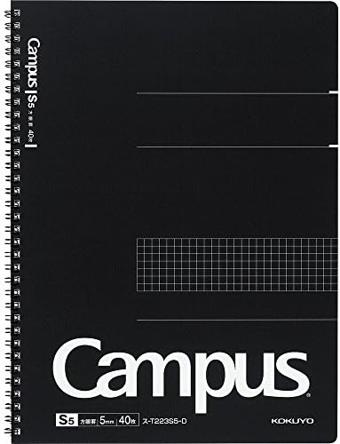 Kokuyo Campus notebook A4 5 mm Grid Ruled 40 Sheets Black X 5