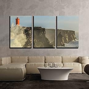 3 Piece Canvas Wall Art - Iceland Nature - Modern Home Art Stretched and Framed Ready to Hang - 16"x24"x3 Panels
