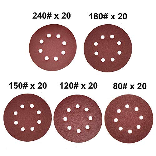 Gocheer Sanding Paper,100 pcs Power Sanding Discs Sanding Set for Orbital Sander Furniture Refinisher