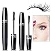 4D Silk Fiber Lash Mascara, Fiber Mascara, 4D Fiber Lash Mascara, Waterproof Long Lasting Eyelash Extension Warm Water Washable 4D Eyelash Mascara Makeup-Black