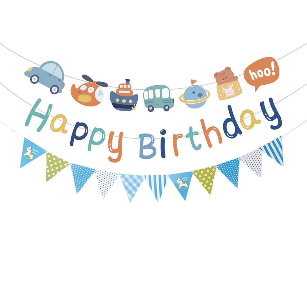 Construction Vehicle Birthday Party Garland, 2 Metres, DIY Hanging Chain Decoration with Trucks and Cranes, Colourful