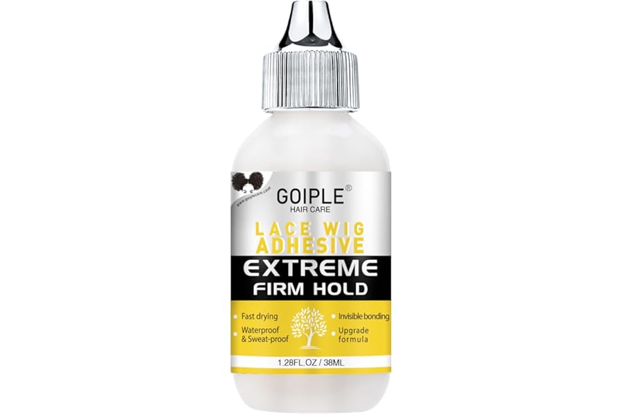 Goiple Wig Glue for Lace Front Wigs, Waterproof Lace Front Wig Glue for Wigs, Strong Hold Transparent Lace Adhesive for Hair Replacement Invisible Hair Bonding Wig Adhesive(1.28 fl oz)