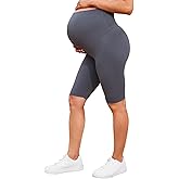 QoBexim Womens Maternity Yoga Shorts Over The Belly Pregnancy Workout Athletic Running Biker Shorts Comfy Stretchy