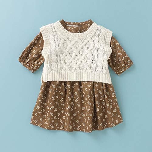 Amazon Co Jp ケーブルニットベスト 花柄ワンピースセット オフ ホワイト 110 服 ファッション小物