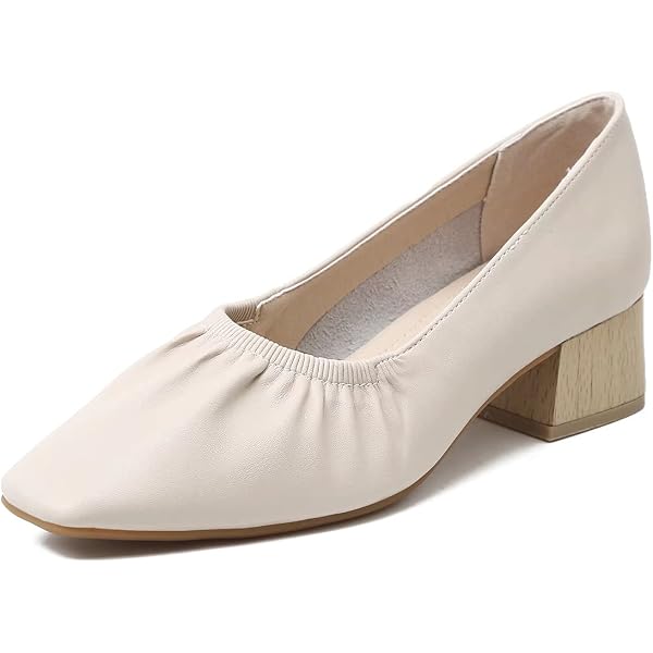 TinaCus Women's Pointed Toe Genuine Leather Handmade Flower Buckle Mid Chunky Heels Graceful Pumps Shoes - Product Details