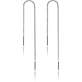 Sterling Silver Threader Chain Dangle Earrings,Versatile & Comfortable Hypoallergenic Silver Earrings 4.8 Inches