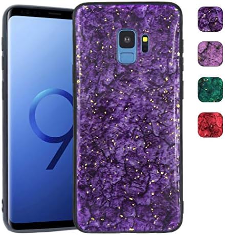 Samsung Galaxy S9 Case Slim for Women Girl, Dekii Samsung S9 Case Silicone Marble with Glitter Bling Gold Foil Soft TPU S9 Cover Rubber Shockproof Protective Case Compatible Samsung Galaxy S9, Purple