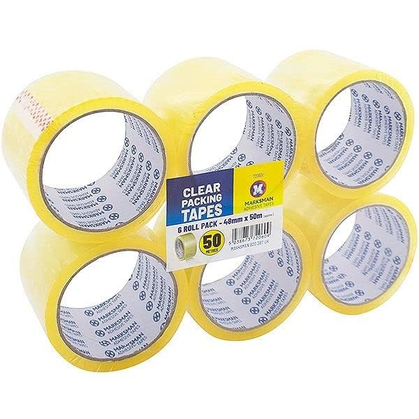 6Pcs Clear Packaging Tape 48mm x 50 mm