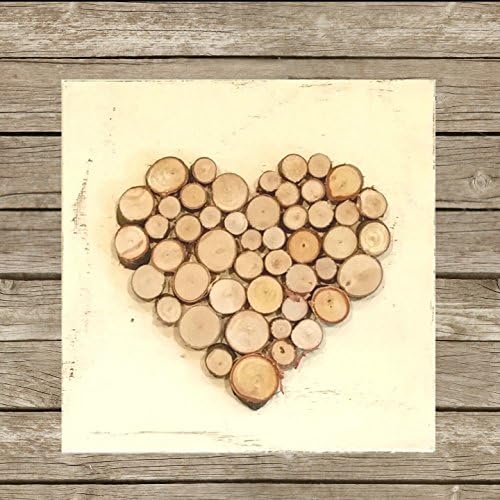 Wood Slice Heart Wooden Wall Sign 8 x 8 Inches