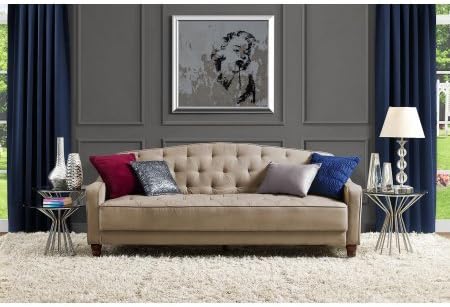 Amazon Com 9 By Novogratz Vintage Tufted Sofa Sleeper Ii Taupe