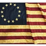Anley Vintage Style Tea Stained Betsy Ross Flag 3x5 Foot Nylon - Embroidered Stars and Sewn Stripes - 4 Rows of Lock Stitching - Antiqued Early USA Banner Flags with Brass Grommets 3 X 5 Ft