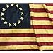 Anley Vintage Style Tea Stained Betsy Ross Flag 3x5 Foot Nylon - Embroidered Stars and Sewn Stripes - 4 Rows of Lock Stitching - Antiqued Early USA Banner Flags with Brass Grommets 3 X 5 Ft primary
