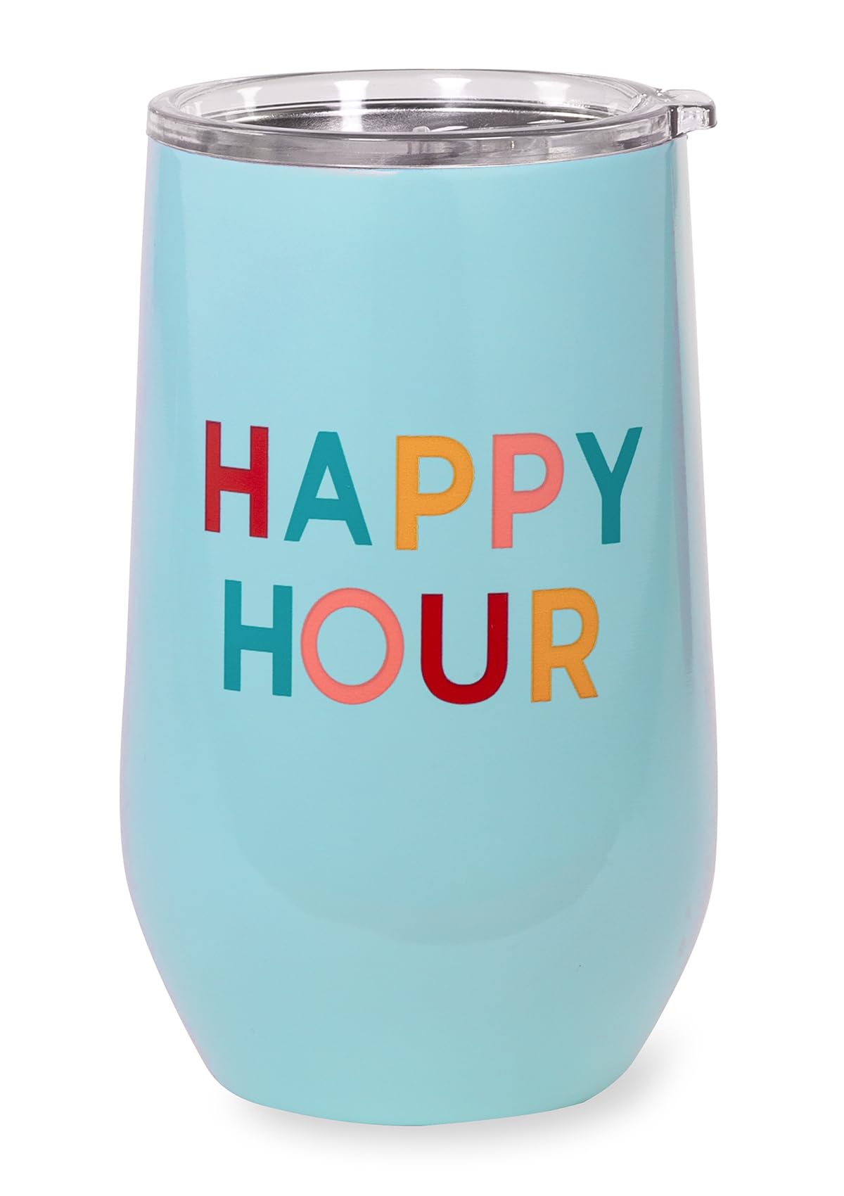 kate spade new york Insulated Stainless Steel Wine Tumbler, 16 Ounce Double Wall Tumbler, Stemless Travel Cup with Lid (Happy Hour)