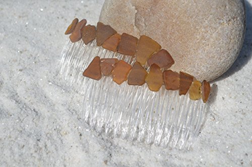 Genuine Shades of Brown Sea Glass Hair Combs (Set of 2) - Thumbnail 7