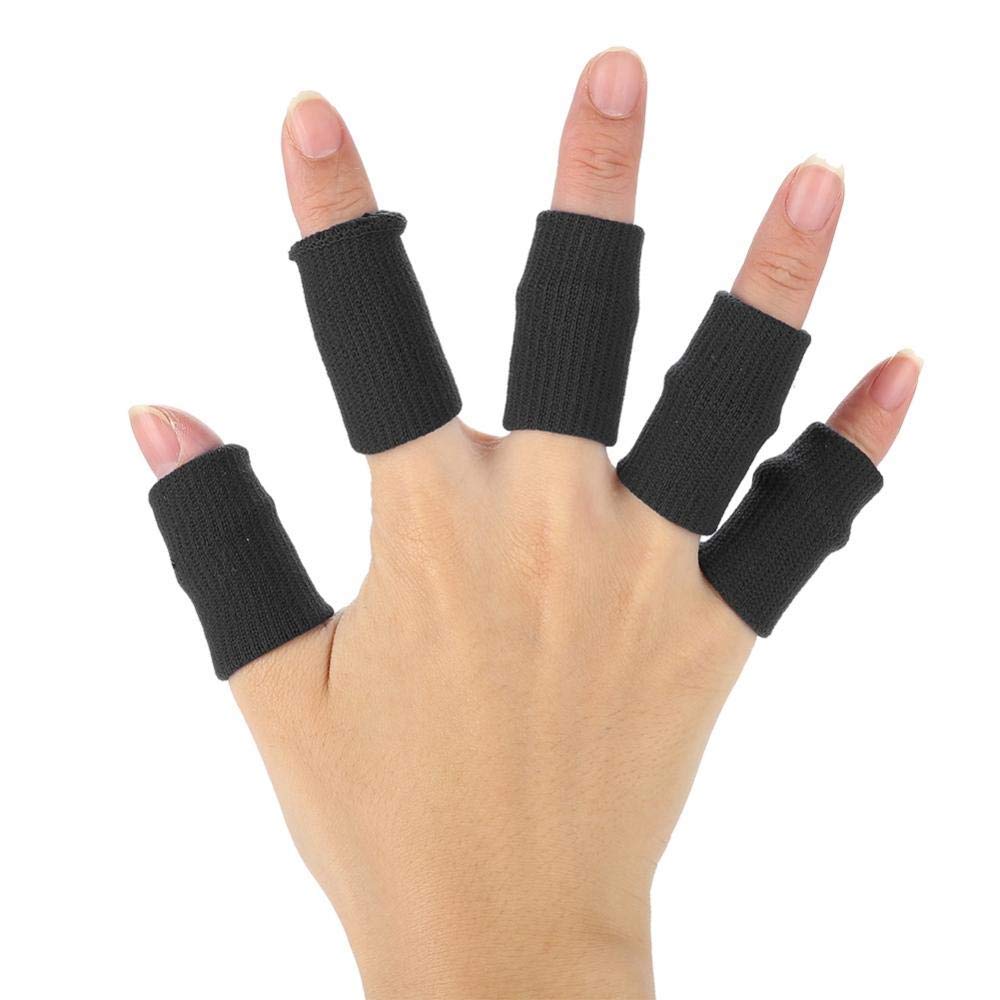 FILFEEL 10Pcs Basketball Finger Guards, Flexible Sports Guard Wraps, Stretchy Finger Sleeves for Basketball, Volleyball, Beach Volleyball (Black)