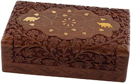 Elephant Wooden Storage Box -- 8"X5"