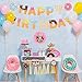 Donut Party Supplies - Donut Happy Birthday Banner - Donut Themed Party Tea Party Birthday Baby Shower Wall Decoration