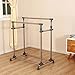 Ollieroo Stainless Steel Garment Rack Adjustable Telescopic Rolling Clothing Rack (Double Rail)