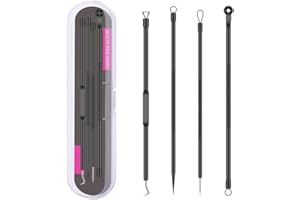 TULOBI Blackhead Remover Pimple Popper Tool Kit 4 Pcs Acne Comedone Zit Blackhead Extractor Tool for Nose Face,Stainless Steel Whitehead Popping Removal Tool Set