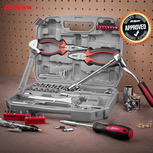 Hi-Spec Juego de Herramientas para Mecánica Automotriz de 67 Piezas. Herramientas Manuales de Bricolaje para Reparación y Mantenimiento de Automóviles, Bicicletas, y Motos. con Maletin de Transporte