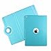 BoriYuan iPad 4&3&2 360 Degree Rotating Stand PU Leather Case Protective Flip Folio Detachable Soft Rubber Cover For Apple iPad 4/ iPad 3/ iPad 2 with Card Slot+Screen Protector+Stylus (Light Blue)