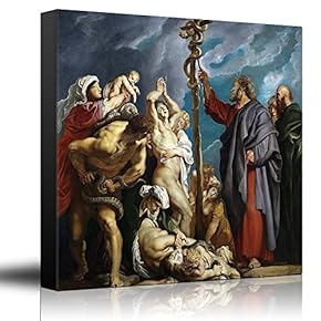 Oil Painting of Moses and The Brazen Serpent by Peter Paul Rubens - Baroque Style - Catholic, Christianity - Canvas Art Home Art - 12x12 inches