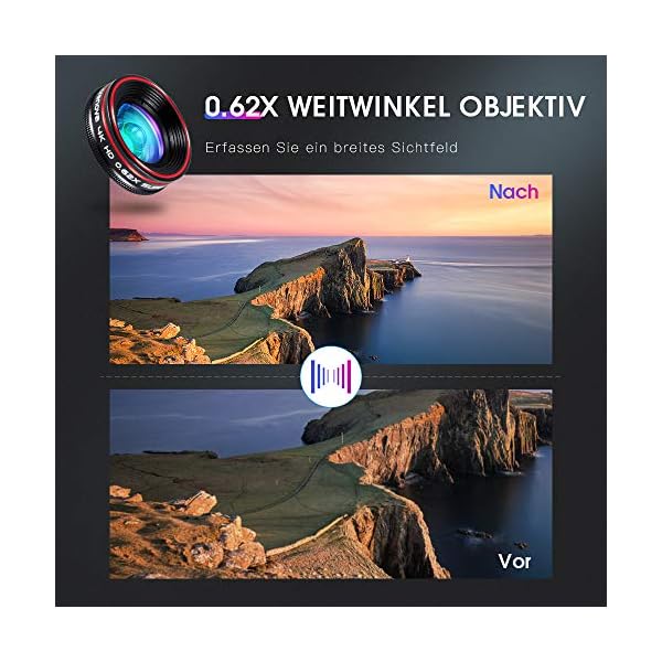 Crenova Handy Objektiv Kamera Linse Kit 22x Zoom Teleobjektiv, 235° Fischaugen objektiv, 25 Makro Objektiv und 0,62… – Bild 5
