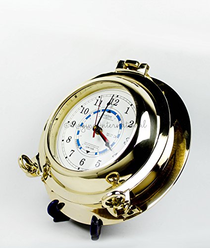 Nagina InternationalNautical Boat's Porthole Time & Tide Clock | Maritime Brass Ship's Decor (9 Inches)