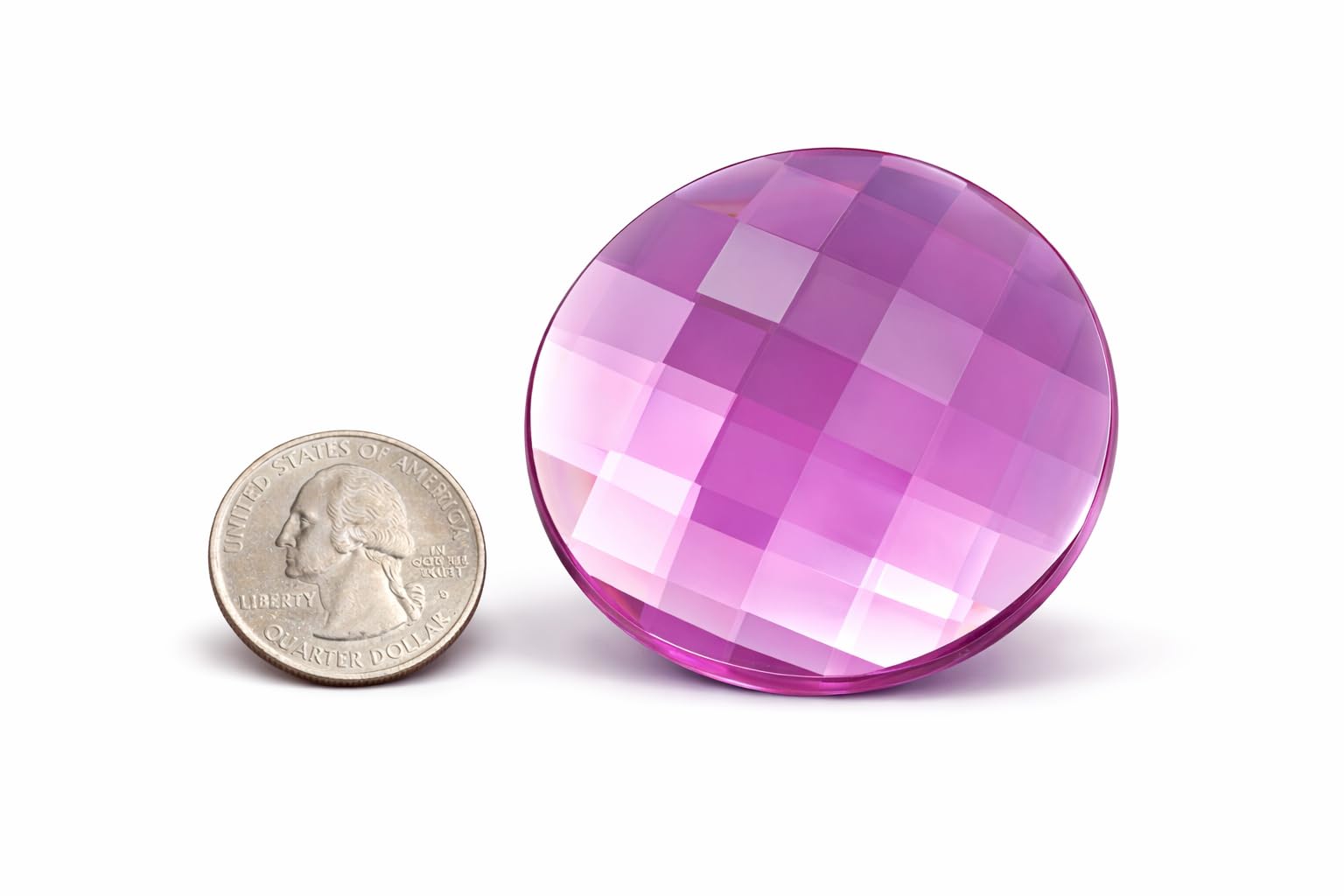 Allstarco 60mm Extra Large Flat Back Round Acrylic Rhinestones Plastic Circle Gems For Costume Making Cosplay Jewels Pro Grade Embelishments - 2 Pieces (Pink H112)