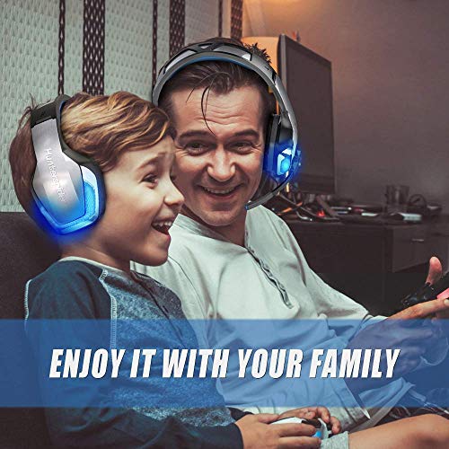 BENGOO V-4 Gaming Headset for Xbox One, PS4, PC, Controller, Noise Cancelling Over Ear Headphones with Mic, LED Light Bass Surround Soft Memory Earmuffs for PS2 Mac Nintendo Switch Games (Renewed)