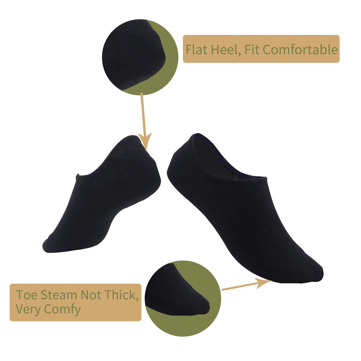 Greuame Low Cut Liner Socks, Combed Cotton Non-Slip Socks for Women 5 Pack