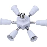 E27 Socket Adapter to 7 E27 Standard LED Bulbs Splitter Adapter,E26 Universal lamp Holder with 360 Degrees Adjustable 180 Degree Bending (7 in 1 Socket Adapter)