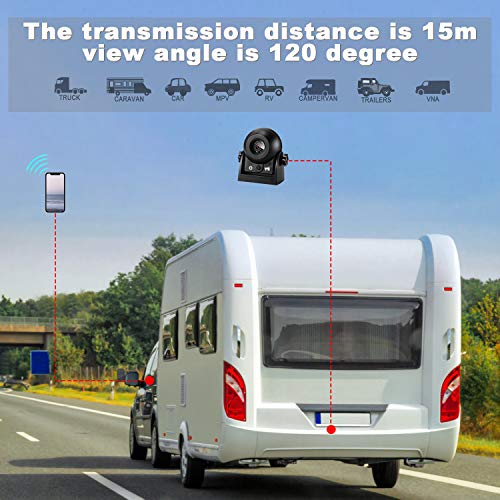 Uzone Wireless Rear-view Camera, WiFi Car Magnetic Rear-view Camera, Superb Night Vision, IP68 Waterproof Parking Camera, Hitch, for Truck, RV, Caravan, Trailer