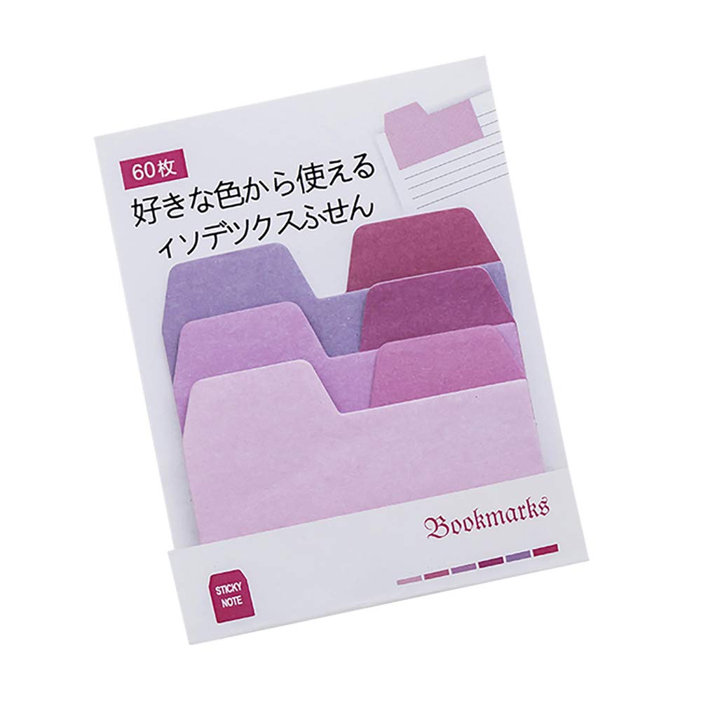 VOANZO 5PCS Super Sticky Self-Stick Notes Gradient Classified Index Stickers Student Message Notes Handbook Notebook Paste Memo for Office Study Daily Use (Purple)