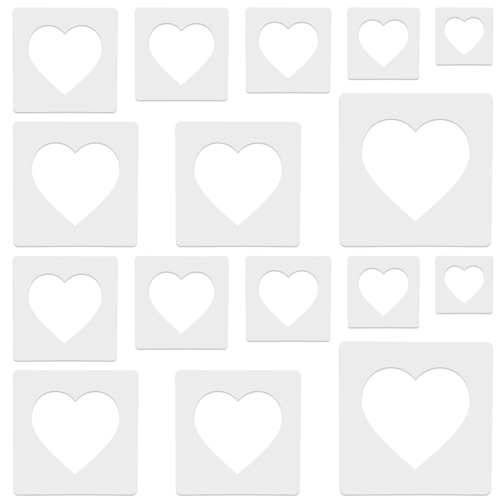 16 PCS Large Heart Stencil Heart Stencils Different Sizes for Painting Template Heart Stencil for Crafts Plastic 5 Point Heart Templates for Fabric Wall Arts Paper Home Decoration