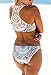 ZKESS Women Bohemian Knitted Racerback Push Up Sexy Bikini Swimsuit Swimwear with Swim Briefs Medium Size Multicoloured